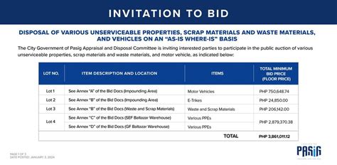 invitation to bid unserviceable scrap 2024|INVITATION TO BID FOR THE SALE OF UNSERVICEABLE .